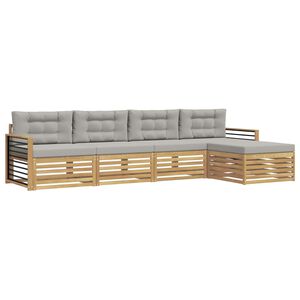 vidaXL Ensemble de canap&eacute;s d'ext&eacute;rieur 5 pc Blanc et gris clair