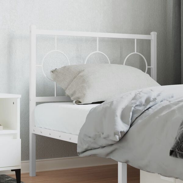 vidaXL T&ecirc;te de lit de remplacement m&eacute;tal blanc 90 cm