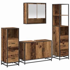vidaXL Ensemble de mobilier de salle de bain 4 pcs Bois Ancien