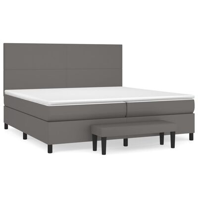 vidaXL Sommier à lattes de lit avec matelas Gris 200x200 cm Similicuir