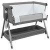 vidaXL Lit pour bébé avec matelas Gris foncé Tissu de lin