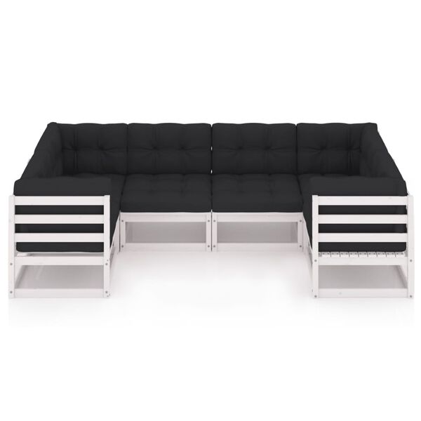 vidaXL Salon de jardin avec coussins 6 pcs blanc bois de pin massif