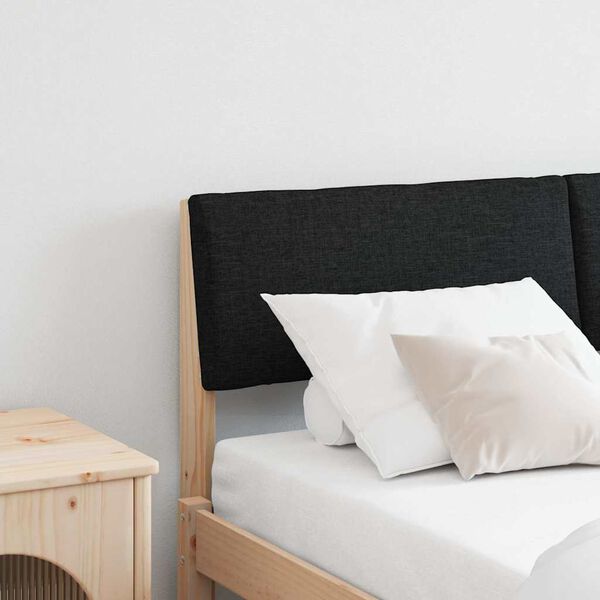 vidaXL T&ecirc;te de lit capitonn&eacute;e Noir 150 cm Pin massif