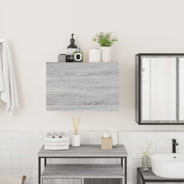vidaXL Armoire murale de bain sonoma gris 60x25x40cm bois d'ing&eacute;nierie