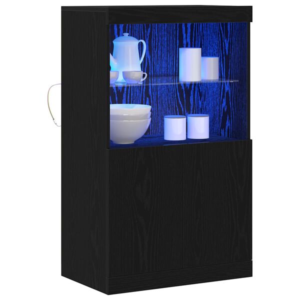 vidaXL Buffet LED Noir 60 x 37 x 100 cm Bois d'ing&eacute;nierie