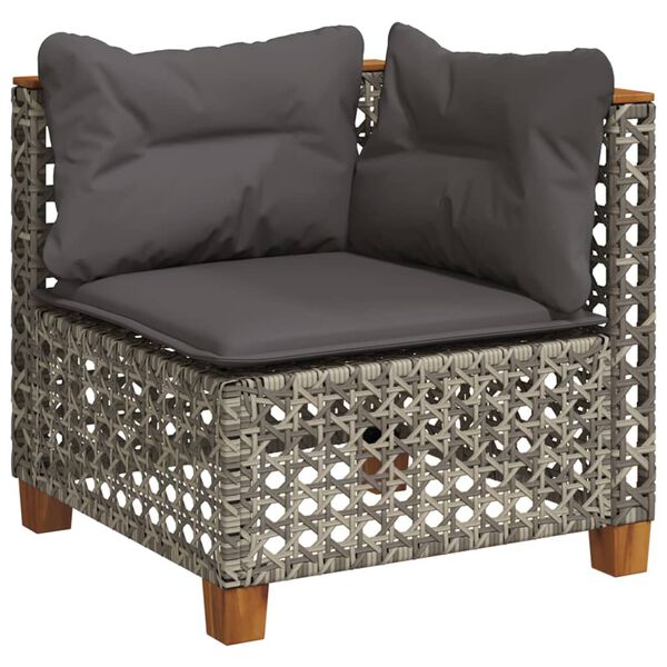 vidaXL Salon de jardin 4 pcs avec coussins gris résine tressée