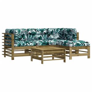 vidaXL Salon de jardin 5 pcs avec coussins bois de pin impr&eacute;gn&eacute;