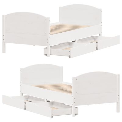 vidaXL Cadre de lit sans matelas blanc 100x200 cm bois de pin massif