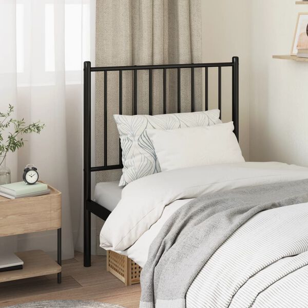 vidaXL T&ecirc;te de lit de remplacement m&eacute;tal noir 75 cm