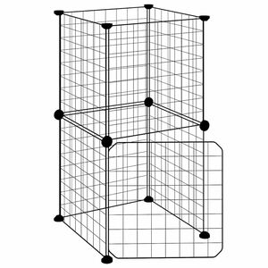 vidaXL Cage animaux de compagnie &agrave; 8 panneaux et porte Noir 35x35x70 cm
