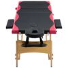 vidaXL Table de massage pliable 3 zones Bois Noir et rose
