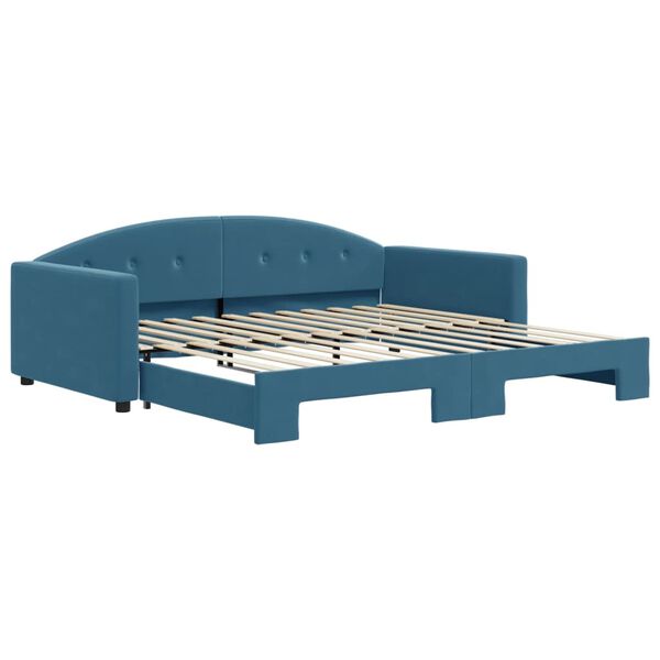 vidaXL Lit de jour avec gigogne sans matelas bleu 100x200 cm