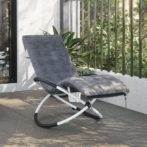 vidaXL Chaise longue g&eacute;om&eacute;trique avec coussin noir et gris acier