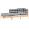 vidaXL Salon de jardin 3 pcs avec coussins gris Bois de pin solide