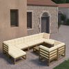 vidaXL Salon de jardin 10 pcs avec coussins Marron miel Bois de pin