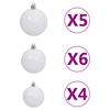vidaXL Set de boules de Noël avec pic et 150 LED 60 pcs Blanc et gris