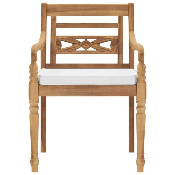 vidaXL Ensemble &agrave; manger de jardin et coussins blanc 7 pcs teck solide