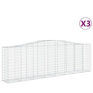 vidaXL Paniers &agrave; gabions arqu&eacute;s 3 pcs 400x50x120/140 cm Fer galvanis&eacute;