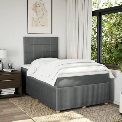 vidaXL Sommier à lattes de lit avec matelas gris foncé 120x190cm tissu