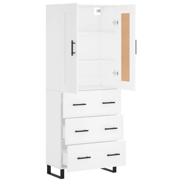 vidaXL Buffet haut Blanc 69,5x34x180 cm Bois d'ing&eacute;nierie