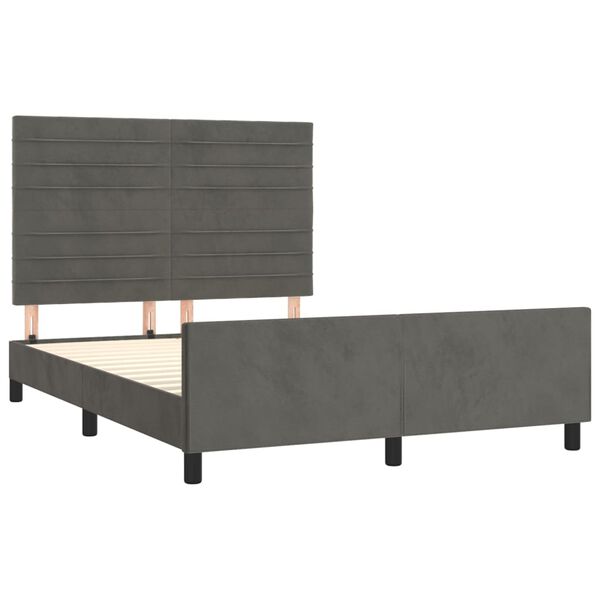 vidaXL Cadre de lit sans matelas gris fonc&eacute; 140x190 cm velours