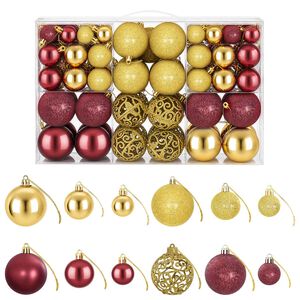 vidaXL Boules de No&euml;l 100 pcs dor&eacute; et rouge bordeaux 3 / 4 / 6 cm