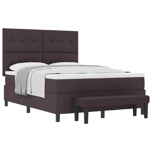 vidaXL Lit &agrave; ressorts avec matelas Marron fonc&eacute; 160 x 200 cm tissu