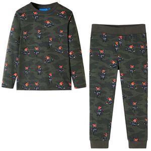 Pyjamas pour enfants &agrave; manches longues kaki 128