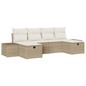 vidaXL Ensemble de canap&eacute; de jardin 6 pc Beige polyrotin