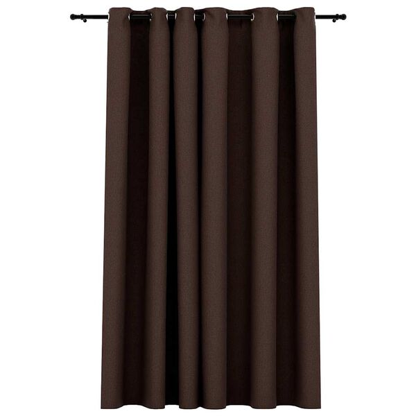 vidaXL Rideau occultant Aspect de lin avec &oelig;illets Taupe 290x245 cm