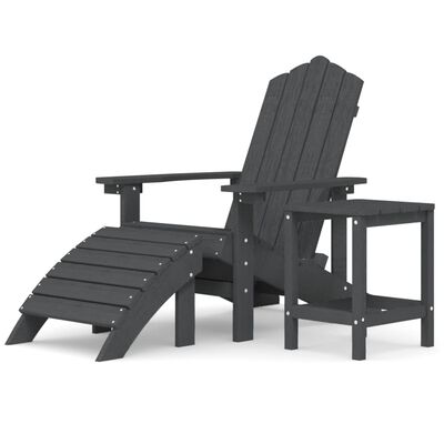 vidaXL Chaise de jardin Adirondack repose-pied table PEHD Anthracite