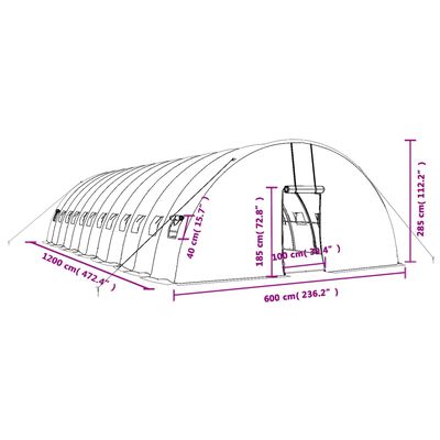 vidaXL Serre avec cadre en acier vert 72 m² 12x6x2,85 m