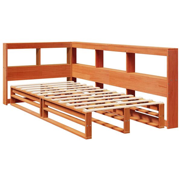 vidaXL Lit biblioth&egrave;que sans matelas cire marron 75x190 cm pin massif