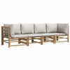 vidaXL Salon de jardin 4 pcs avec coussins gris clair bambou