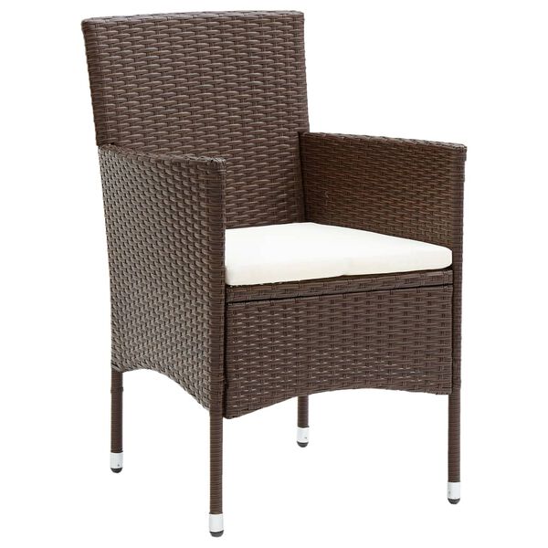 vidaXL Ensemble &agrave; manger de jardin 3pcs R&eacute;sine tress&eacute;e Marron