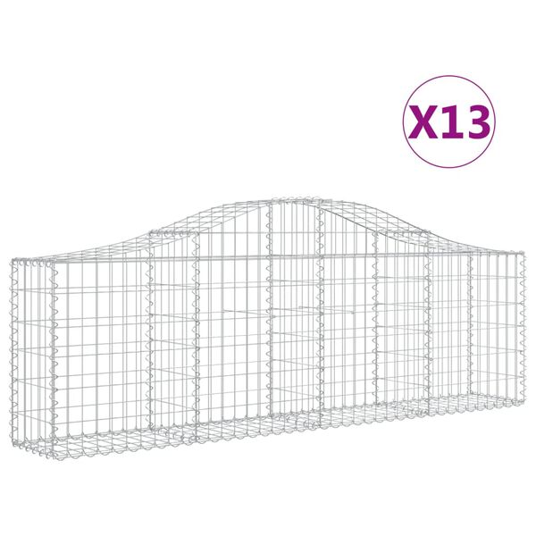 vidaXL Paniers à gabions arqués 13 pcs 200x30x60/80 cm Fer galvanisé