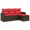 vidaXL Ensemble de canap&eacute; de jardin 4 pcs avec coussins marron r&eacute;sine tress&eacute;e