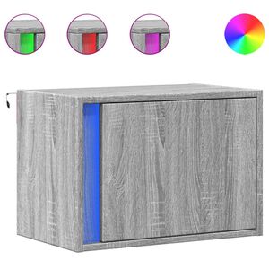 vidaXL Table de chevet murale avec lumi&egrave;res LED sonoma gris