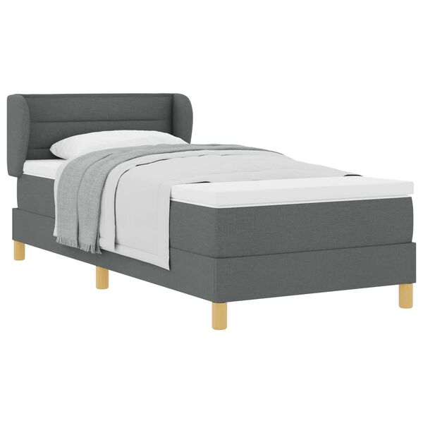 vidaXL Lit &agrave; ressorts avec matelas Gris fonc&eacute; 80 x 200 cm tissu