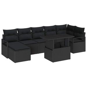 vidaXL Ensemble de canap&eacute; de jardin 8 pc Noir Poly rotin