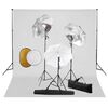 vidaXL Kit de studio photo avec lampes toile de fond et r&eacute;flecteur