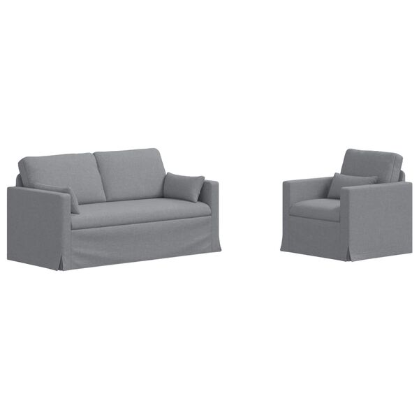 vidaXL Ensemble de Canap&eacute;s 2 pcs Gris clair 158 x 78 x 80 cm tissu