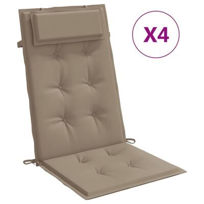 vidaXL Coussins de chaise à dossier haut lot de 4 taupe tissu oxford