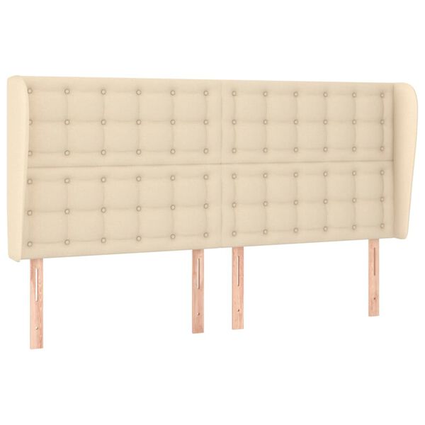 vidaXL T&ecirc;te de lit avec oreilles Cr&egrave;me 183x23x118/128 cm Tissu