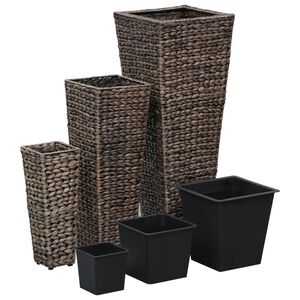 vidaXL Lits sur&eacute;lev&eacute;s 3 pcs Jacinthe d'eau Marron fonc&eacute;