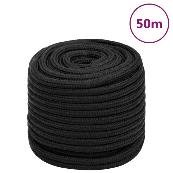 vidaXL Corde de bateau Noir complet 18 mm 50 m Polypropylène