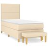 vidaXL Sommier &agrave; lattes de lit avec matelas Cr&egrave;me 100x200 cm Tissu