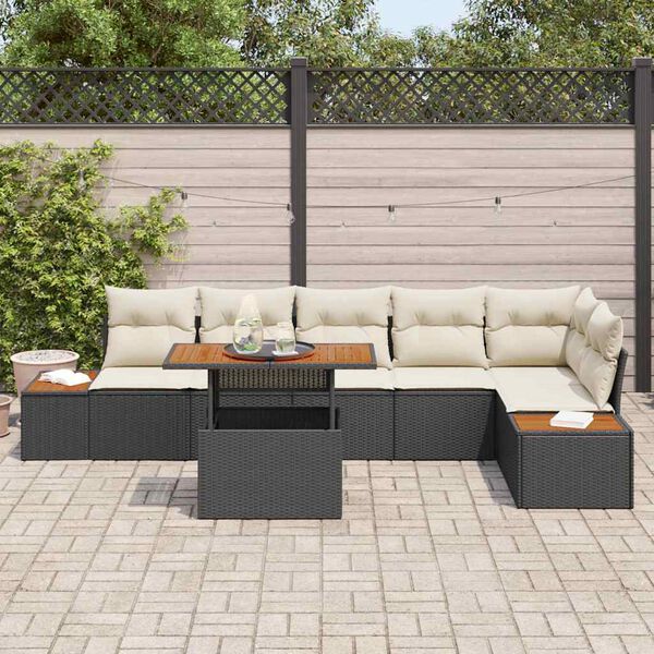 vidaXL Ensemble de salle &agrave; manger pour jardin 7 pcs Noir et Beige