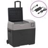 vidaXL Glaci&egrave;re avec roue et adaptateur noir et gris 40L polypropyl&egrave;ne