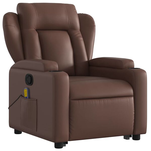 vidaXL Fauteuil inclinable de massage Marron Similicuir